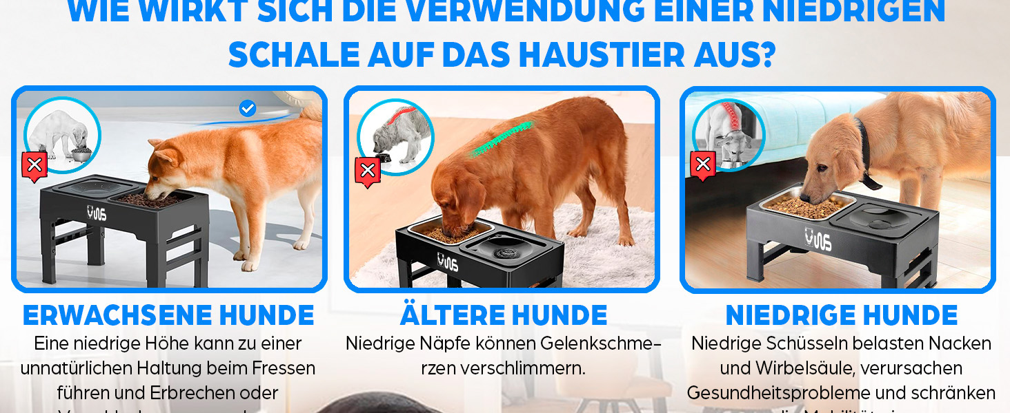 Підвищена годівниця для собак 2-в-1 з регулюванням – годівниця та миска для води без обливання, чорна. BWL-PSA-ADJ-2IN1-BLK