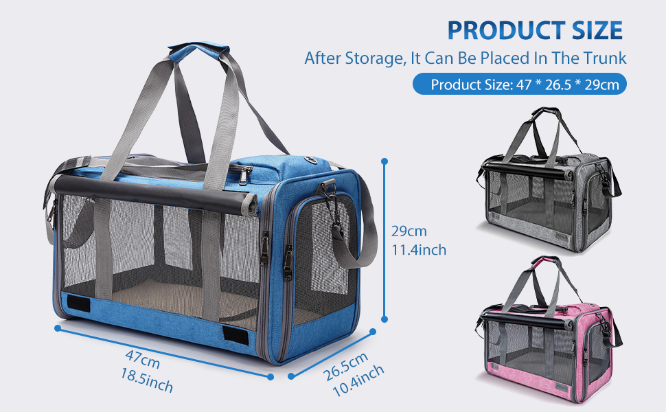 Транспортна переноска для котів та собак PETCUTE, рожева, 9 кг, складна, з плечовим ременем, для подорожей та кемпінгу