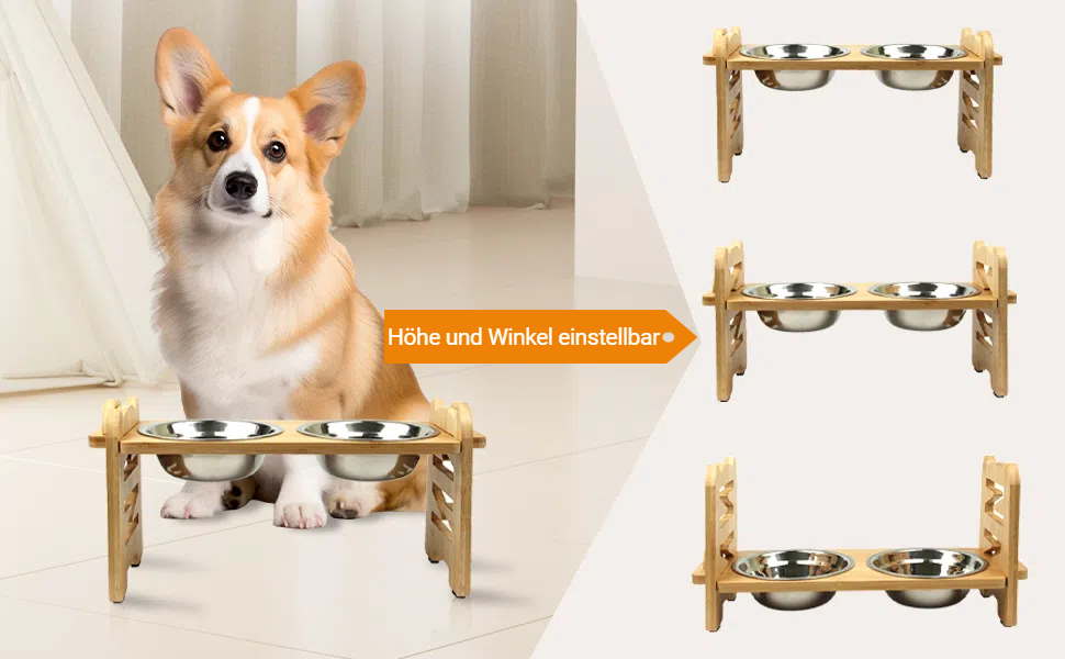 Підвищений годівниця для тварин Suerhatcon, миска для собак або котів, регульована висота, з 2 нержавіючими мисками для маленьких собак та котів