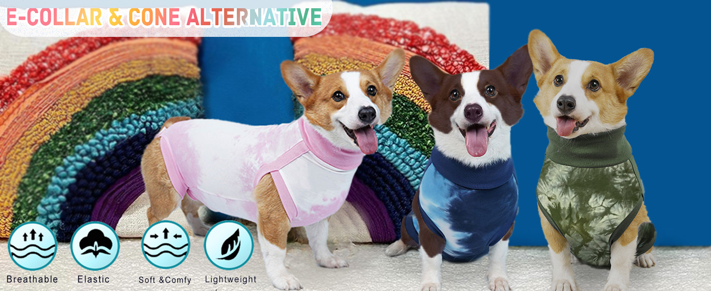 Комбінезон для собак після операції, ветеринарний одяг, захисний комбінезон, хірургічний боді для собак, після кастрації/стерилізації, синій, Tie-Dye