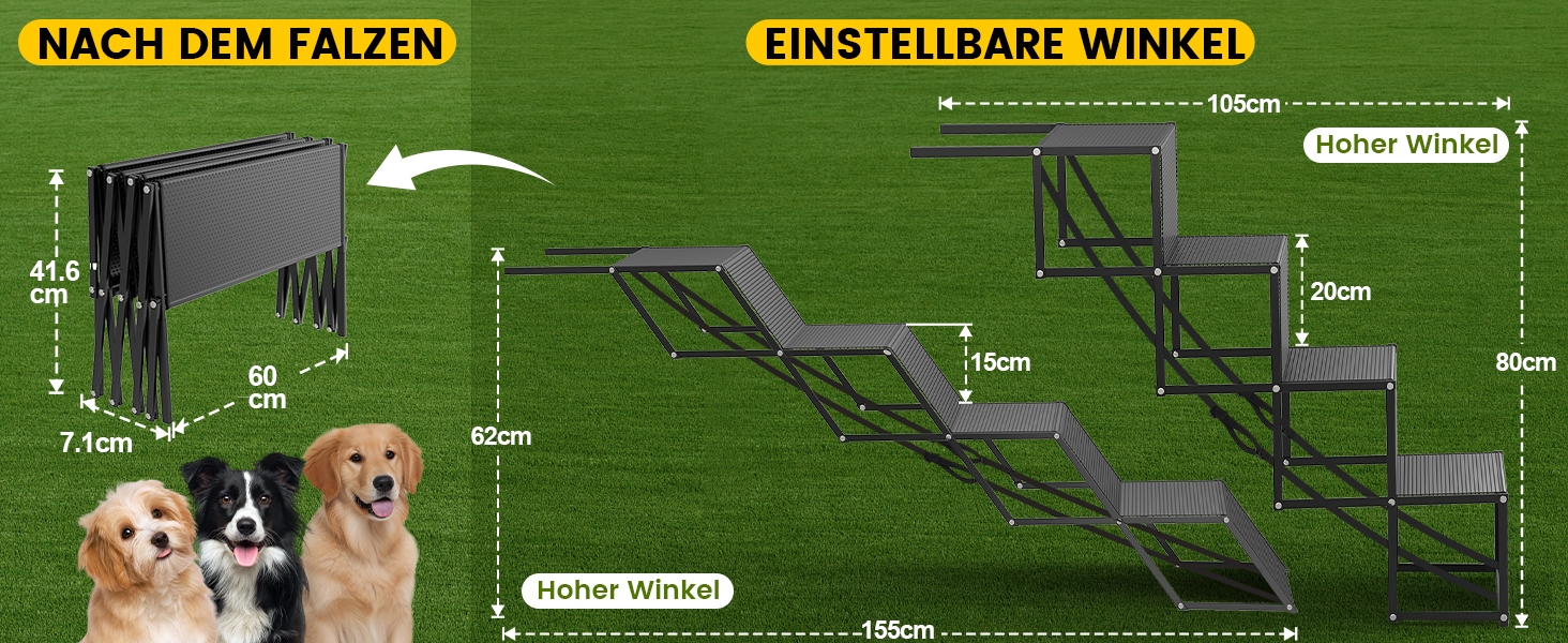 Сходи для собак XARILK - 5-ступенева алюмінієва драбина для собак, 44 см, до 110 кг, для авто, позашляховиків, ліжок та вантажівок