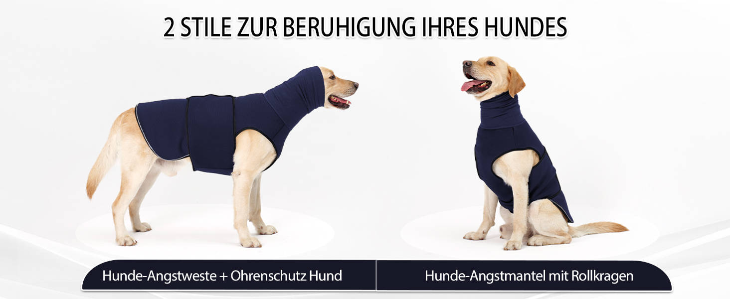 Заспокійливий жилет для собак Heywean з капюшоном та захистом вух, антистресовий, для собак з тривожністю, XL, темно-синій