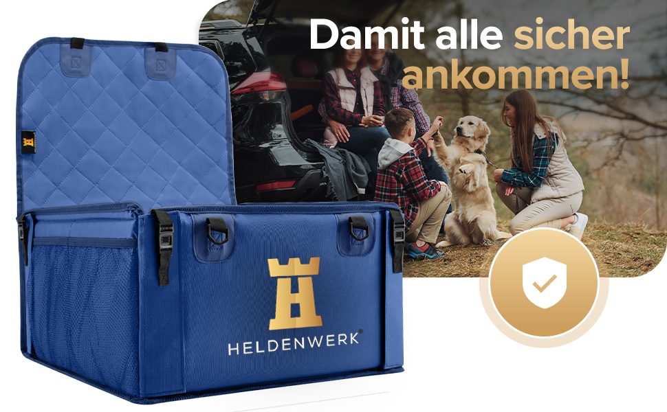 HELDENWERK посилене автокрісло для собак, водонепроникне, 5 ременів, синє, для переднього і заднього сидіння