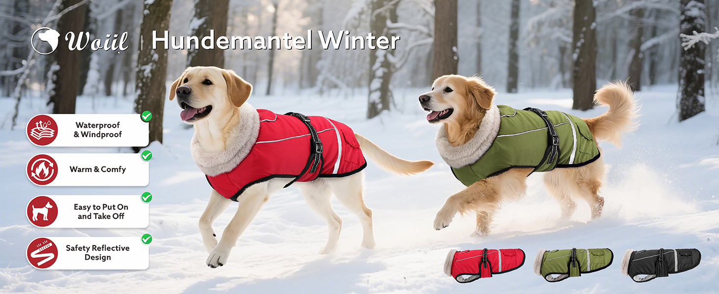 Зимовий одяг для собак, водонепроникна куртка для великих собак з регульованими лямками, теплий одяг для собак з флісу, світловідбиваючі смуги, підходить для лабрадорів, оливковий, XL