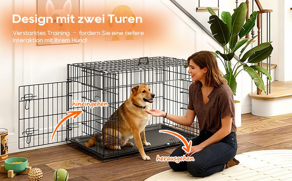 Клітка для собак BestOffice, розкладний, з 2 дверцятами, висувний піддон, ручка, переноска для собак, 61x42x48 см, S, чорна