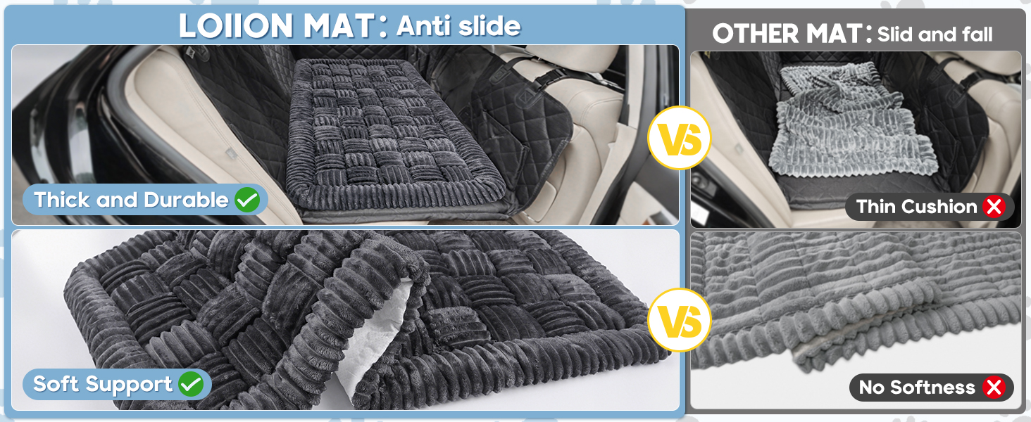 Килимок для собак у машину Loiion, захист заднього сидіння, великі породи, антиковзаюча, легко миється, зносостійкий, 127x62.5 см, темно-сірий