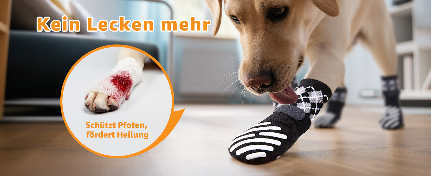 Шкарпетки для собак PICK FOR LIFE 4 шт. Захист лап, антиковзаючі, з клямками для твердих дерев'яних підлог, чорного кольору. Підходять для маленьких, середніх та великих собак.