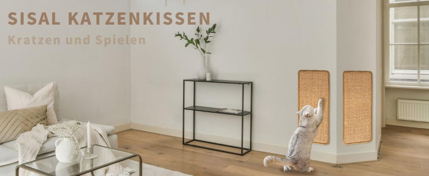 Килимок для котів JanYoo від подряпин, 60x25 см (2 шт., коричневий). Захист від подряпин для диванів, меблів та дверей. Килимок для котів з сизалю.