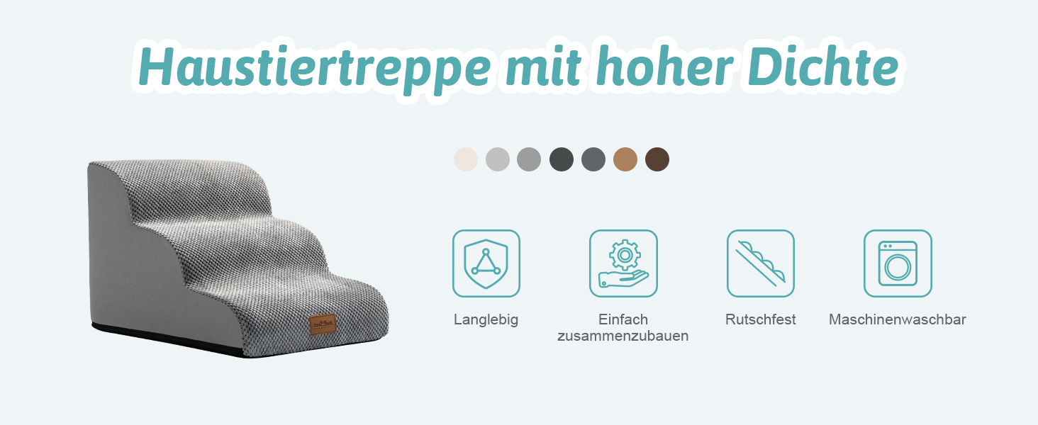 Сходинки для собак: компактна драбина для маленьких собак 57 см, 5 ступенів, з антиковзким покриттям та знімним чохлом