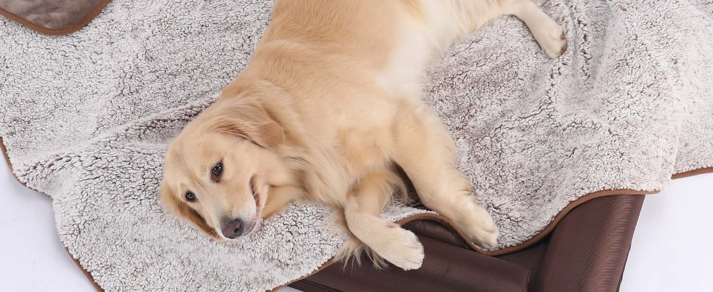 PETTOM Деки для собак Водонепроникні, Деки для собак на диван 152 x 127 см, Деки для собак з Sherpa та Flanell, Деки для домашніх тварин М'які та машинно-пранні (M: 127*100см, Колір: Коричневий)