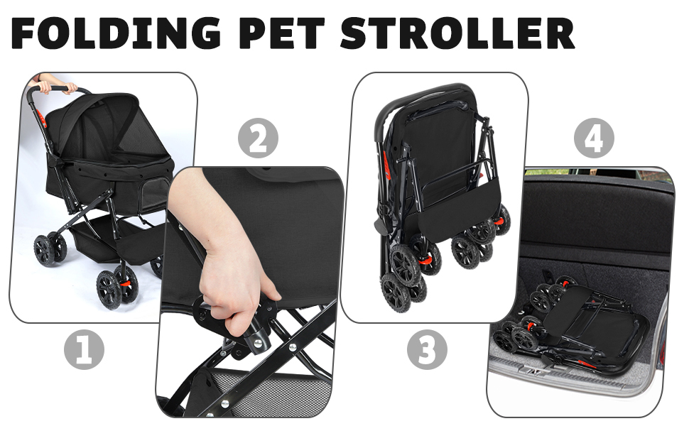 Візок для собак Wedyvko до 20 кг, 4 колеса, складаний, для маленьких та середніх собак та котів, з кошиком для зберігання та тримачем для напоїв, зелений (чорний)