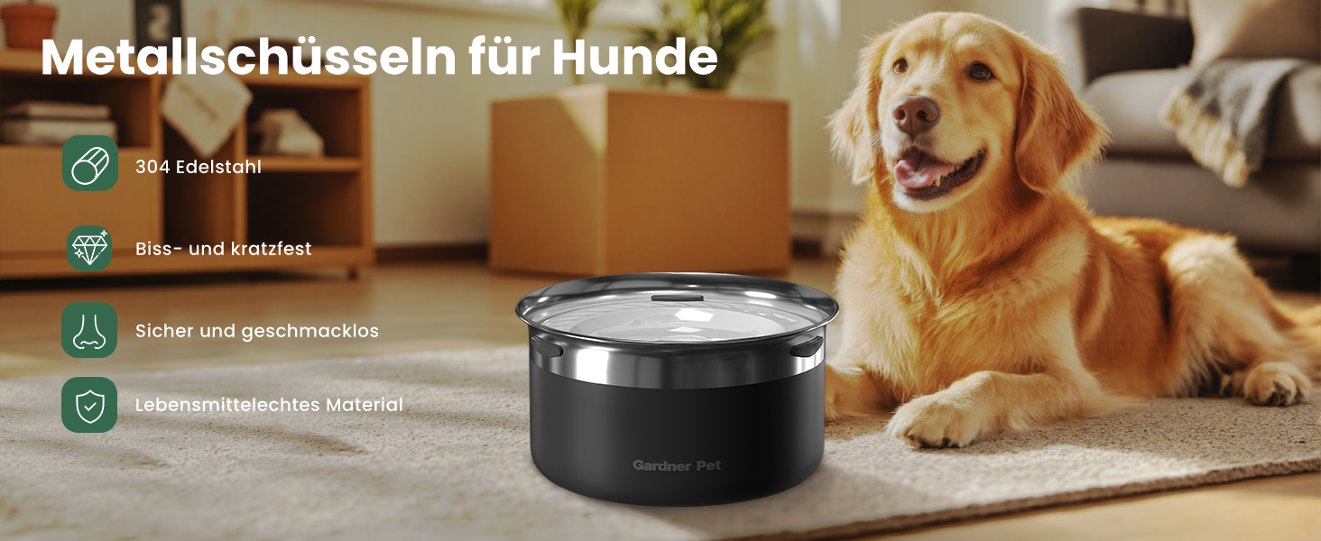 Миска для собак Garder Pet без облизування, нержавіюча сталь, противитікання, великі собаки, для дому та вулиці, запобігає краплинню, білий (3,85 л, чорний)