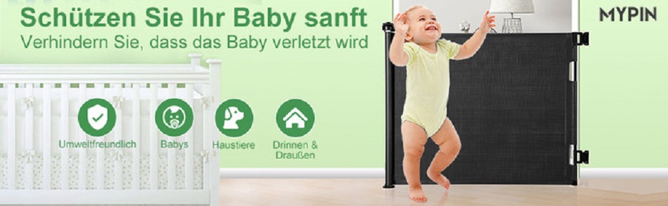 Захист для дверей MYPIN - висувна сітка, 0-140 см. Захист для собак, дітей. Чорний колір.