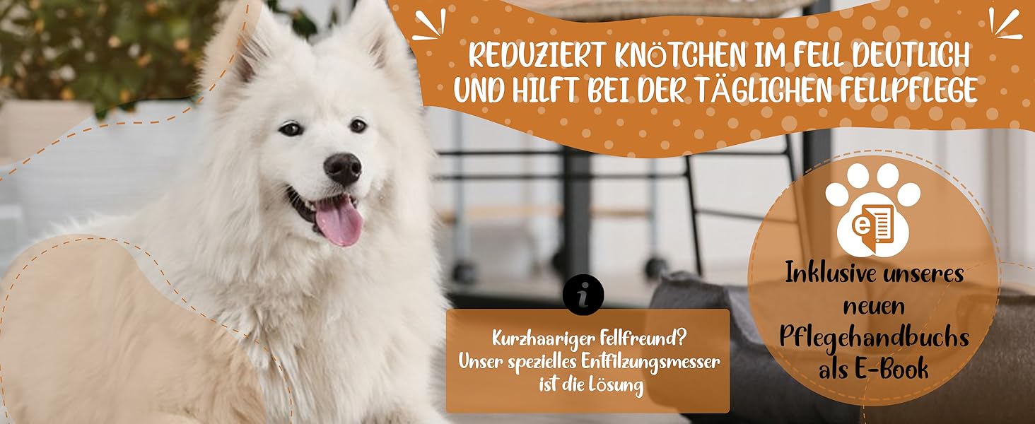 Гребінець для собак та котів Golden Pets Entfilzer Kamm для середньої та довгої шерсті | Підходить для собак та котів будь-якого розміру | Зі згладженими зубцями + Е-book з догляду за шерстю | 9 лез | Бамбук