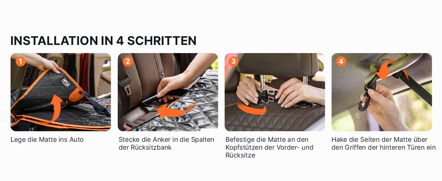 Водонепроникний захист для автосидіння собаки RAGI - 4в1: килимок, захист заднього сидіння, з кріпленням, стійкий до подряпин та ковзання. Підходить для всіх авто