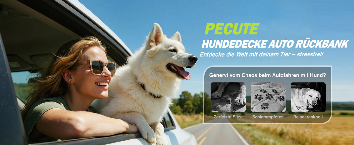 Плед для собак у машину Pecute з жорсткою основою, 136x60 см, захист сидіння, водовідштовхуючий, анти-царапин, для собак до 150 кг, чорний з зеленим кантом