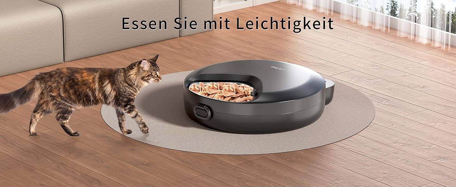 Автоматичний дозатор корму для котів та собак, 8oz*4 прийоми їжі, з таймером, з замком безпеки, з 2 охолоджувальними акумуляторами (Чорний)