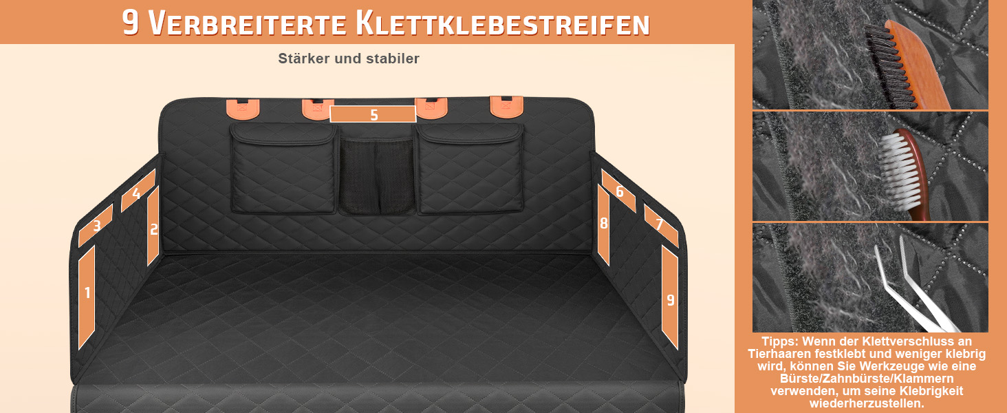 Накидка для собак у машину Gimars, 157x137 см, водовідштовхувальна, стійка до подряпин, універсальна, з передньою панеллю та оглядовим вікном, чорний & оранжевий, килимок у багажник