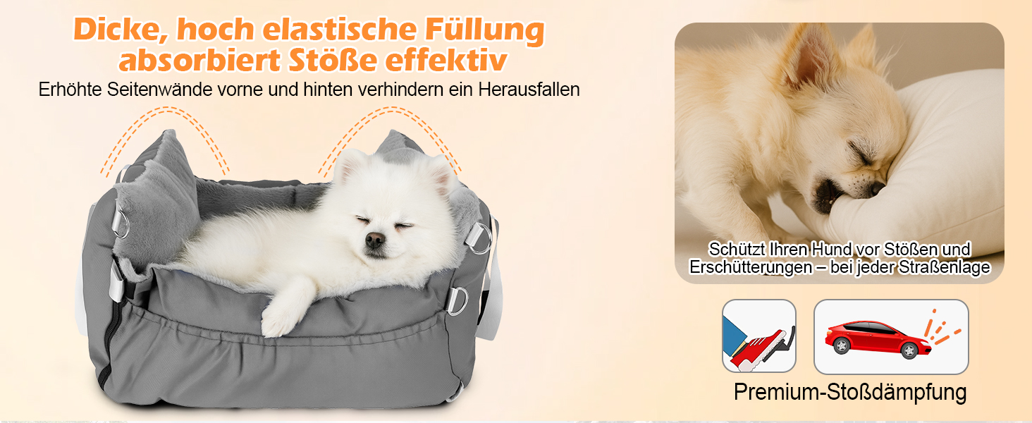Автокрісло для собак 3-в-1 з розкладним ліжком – переносна автолюлька для маленьких собак, з м'яким матрацом, для переднього або заднього сидіння, внутрішнє та зовнішнє використання (02-Сірий)