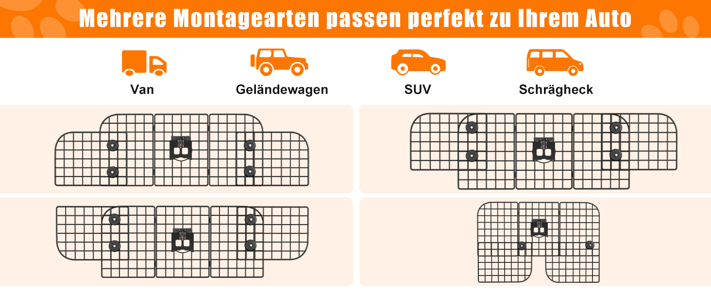Сітка для собак у машину Denmay, універсальна, 30.7 x 93-150см, регульована ширина, з дверцею, 2 ремені безпеки, чорна