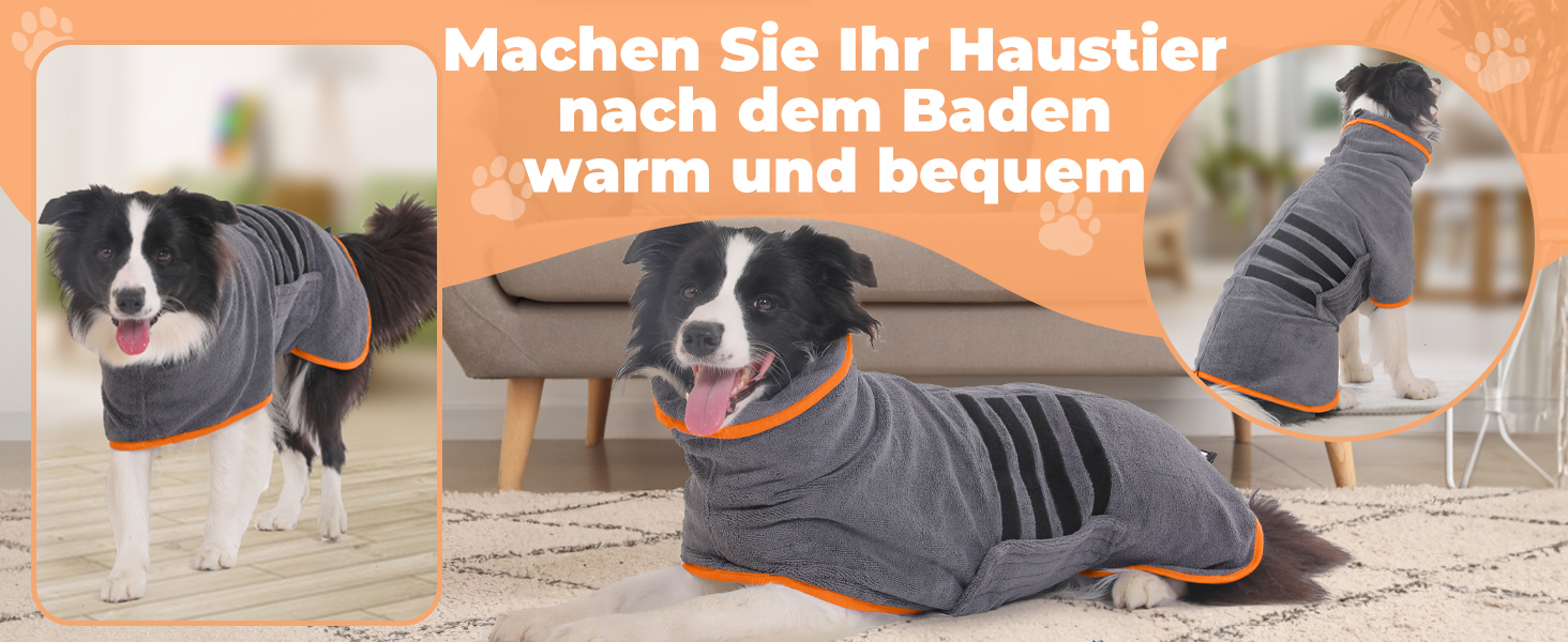 Рушник для собак та котів з мікрофібри, сірий, середній/великий розмір, швидко сохне, супер вбираючий