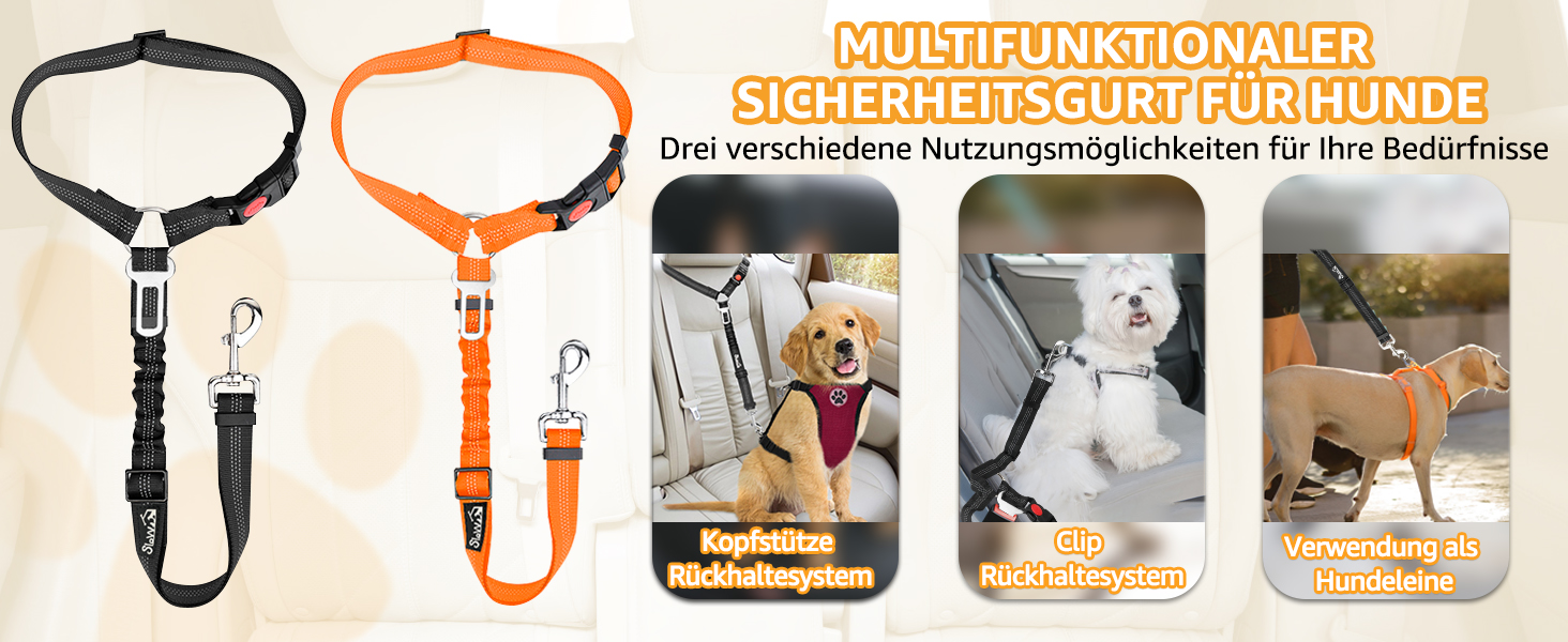 Ремінь безпеки для собак у машину SlowTon 2 шт. (Кріплення для підголівника + кліпса)