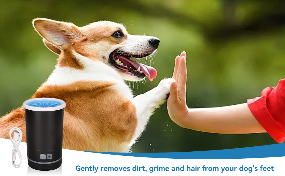 Автоматичний електронний мийник лап для собак Qcwwy, портативний, з м'яким силіконом