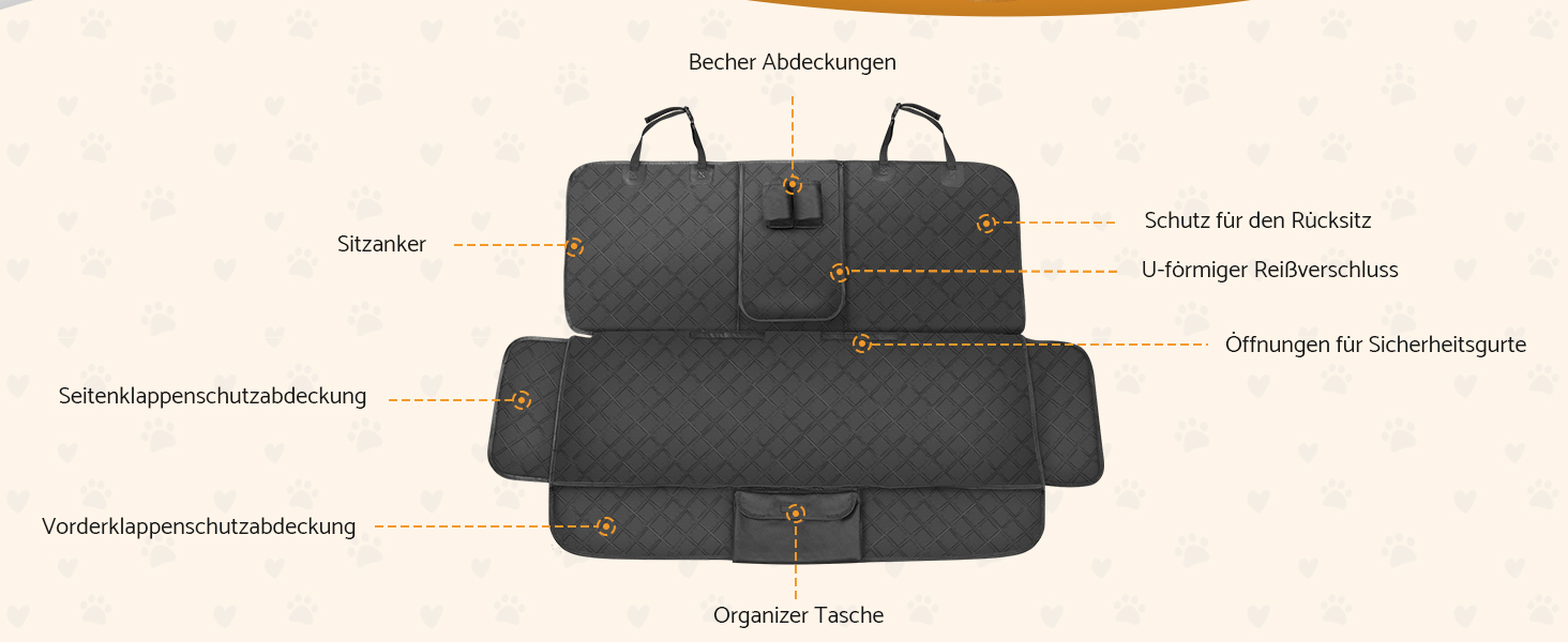 Автомобільна підстилка для собак Maxetodo на заднє сидіння: водовідштовхувальна, з кишенями, захист від подряпин для всіх авто, SUV, вантажівок