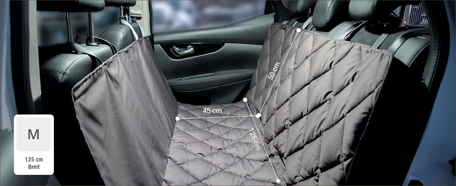 Кришка для автосидіння для собак Pointer, 125 см, сіра - захист заднього сидіння, водонепроникна, миється до 95°C