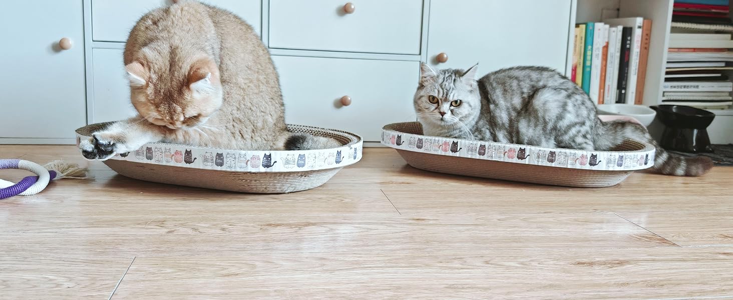 Килимок-подряпування для котів 2 шт., овал, 61 см, з м'якою лежанкою, з картону, для дому