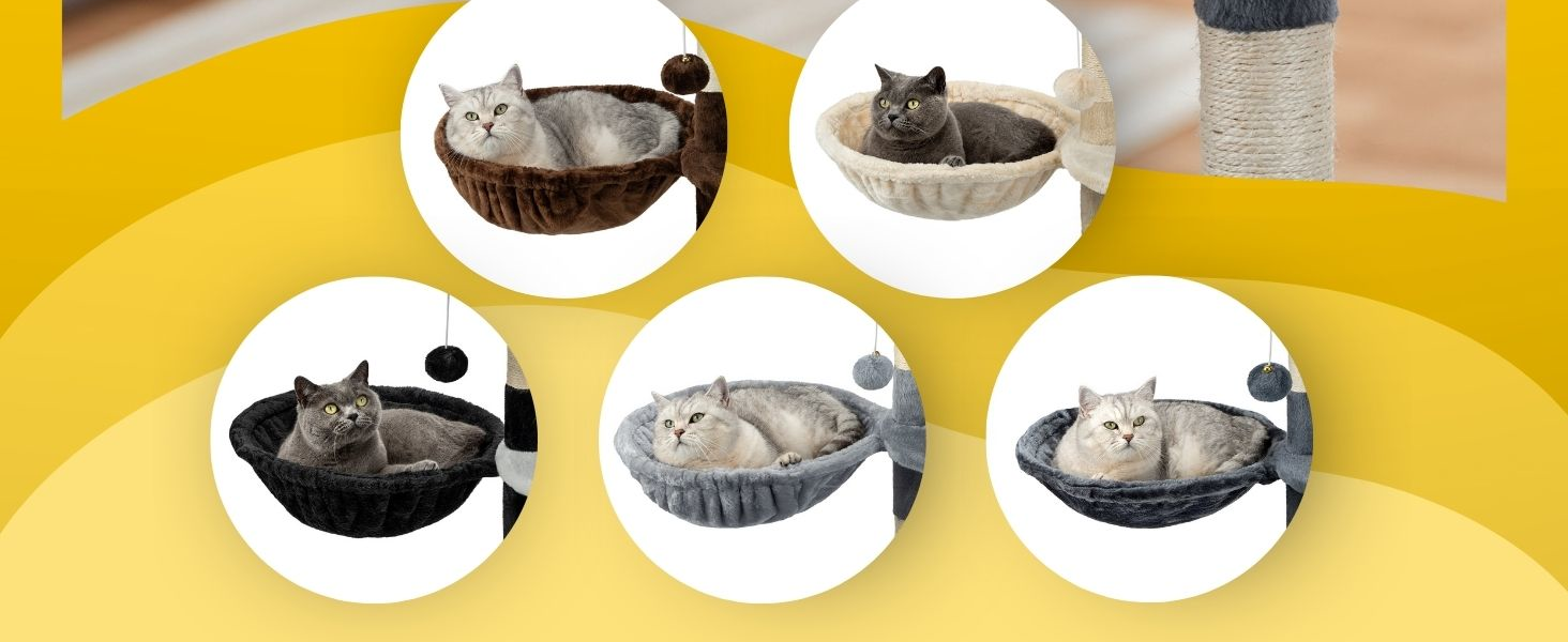 Крісло-гніздо для кота з м'якого плюшу на котячий будиночок, Ø 40 см, глибина 25 см, зручне ліжко для будь-якого котячого будиночка з різьбленням M8, міцний металевий каркас для котів будь-якого розміру, світло-сірий