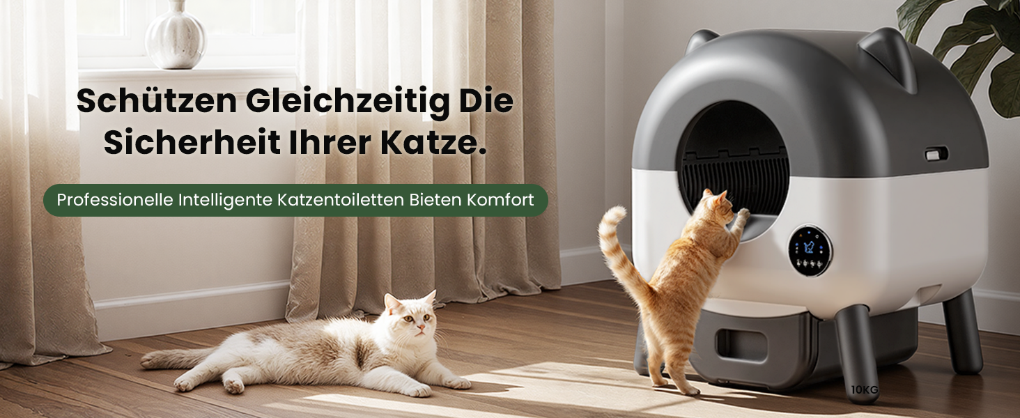 Автоматичний лоток для котів з самоочищенням 65л, 9 сенсорів, керування через додаток, захист від защемлення (сірий)