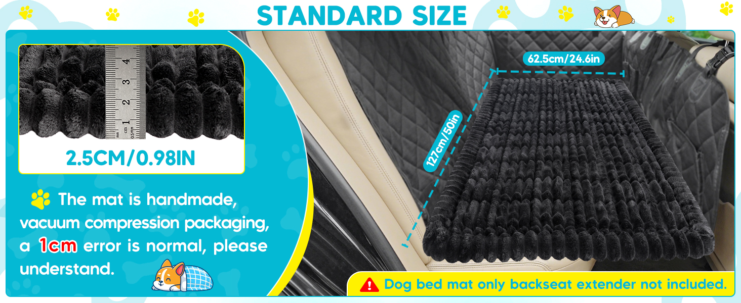 Лоїон Лежанка для собак в авто, килимок на заднє сидіння, м'яка підстилка для собак, захисний чохол, 127x62,5x2,5 см (Чорний)