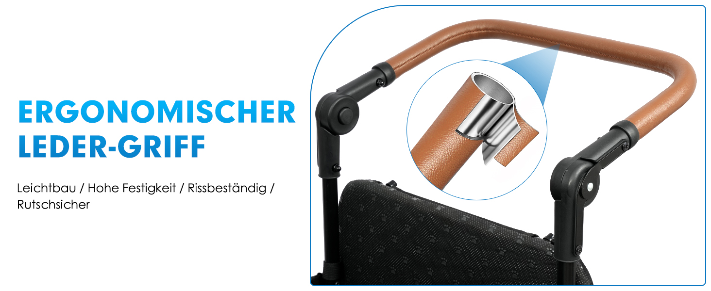 Візок для собак Snagle Paw з дверцятами та рампою, великий, розкладний, для собак середніх та великих порід, регульована ручка та гальма, 4 колеса для прогулянок, бігу, подорожей, до 90 кг (Чорний/Синій)