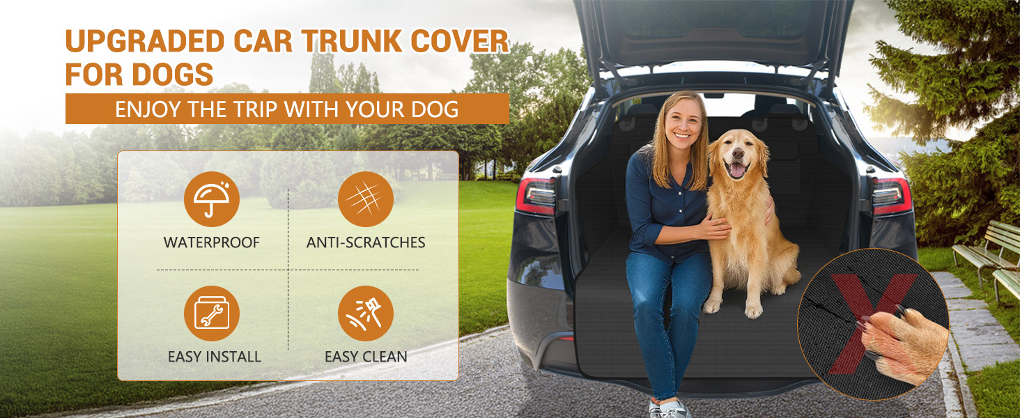 Захист для багажника автомобіля від бруду та подряпин для собак, універсальний, 185x102 см, 600D, водонепроникний, чорний