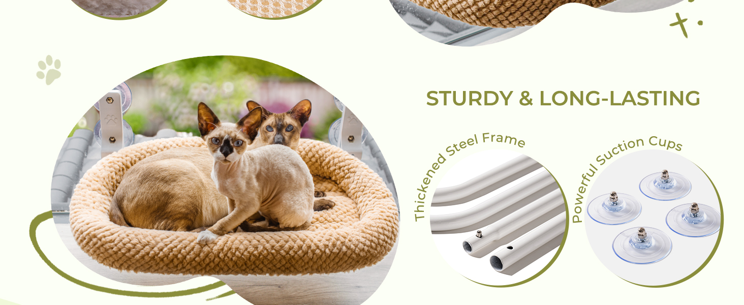 Котів гамак для вікна EDAGNY: м'який, розкладний, сірий, до 18 кг