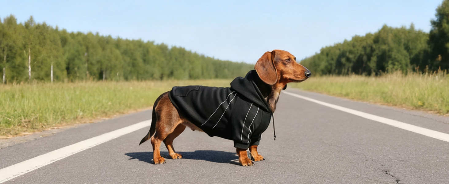 Теплий зимовий пуловер для собак ASENKU з флісу з відбиваючими смугами для маленьких собак XS, толстовка для собак з капюшоном та кишенями, куртка для собак з отвором для шлейки, м'яка та дихаюча зимова одяг для собак XS чорного кольору