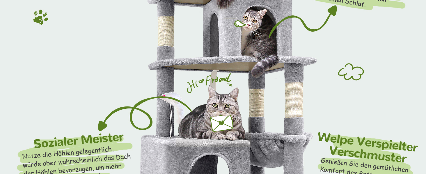 Дряпальня для котів Globlazer XXL, чорно-червона, 183 см, з будиночком, гамаком, платформами, кошиком, для великих порід (Maine Coon, BKH)