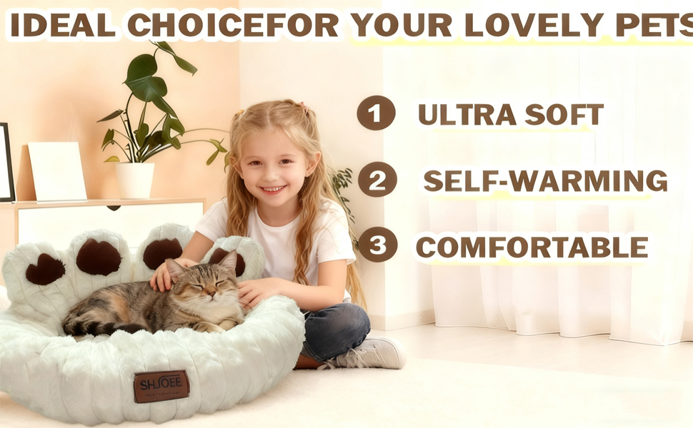 М'яке ліжко для домашніх тварин: ліжко для собак та котів у формі лап ведмедя, діаметр 60 см, сіре