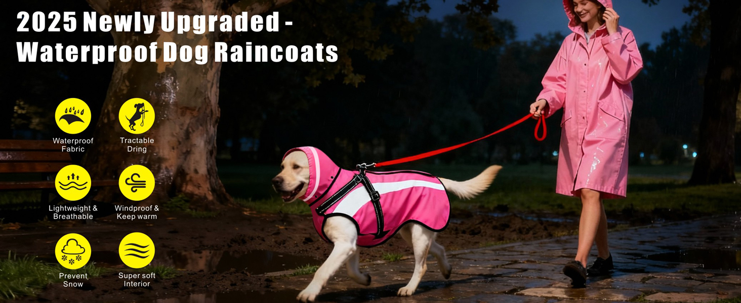 Водонепроникний дощовик для собак Oslueidy - дощовик для собак з капюшоном, пончо для маленьких, середніх та великих собак, цуценят S-XXL (Жовтий, M)