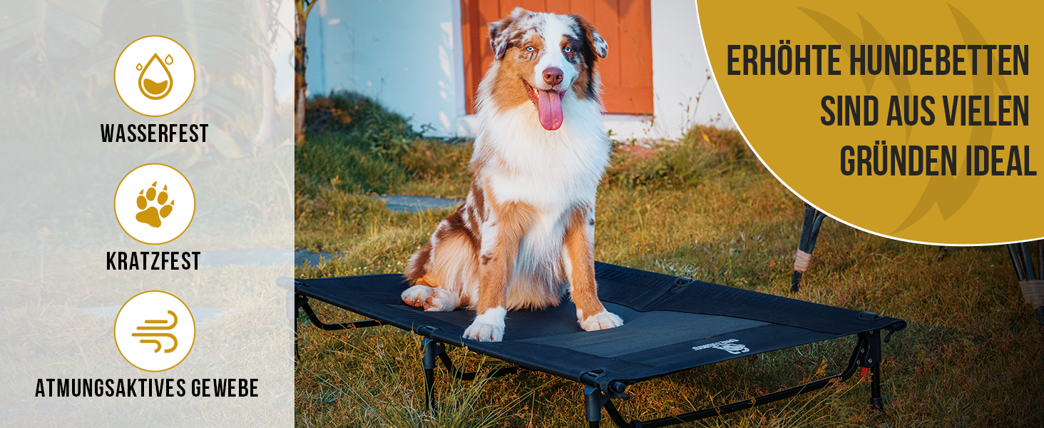 OneTigris лежанка для собак Outdoor, піднята лежанка 21 см, 130x70 см, зручна та дихаюча, міцна, легко миється, для кемпінгу, чорна L