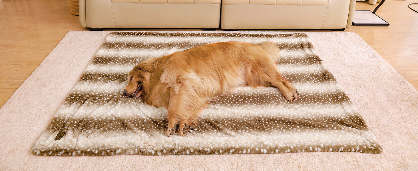 Водонепроникний коврик для тварин, штучне хутро, 75x100 см, коричневий, з принтом оленя