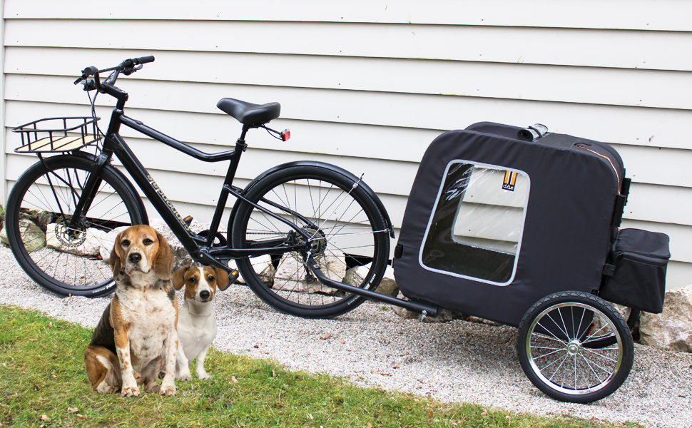 Універсальний візок для собак Chase 3-в-1 (до 30 кг) | Чорний | З дощем та з'єднувачем