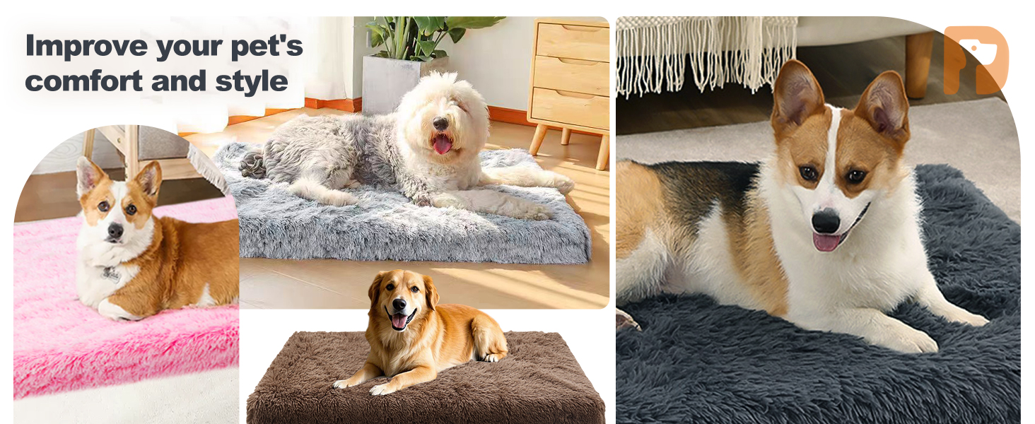 М'яке ліжко для собак, пухнасте килимок, ліжко-матрац для собак, омбре сірий, 75x50x8 см