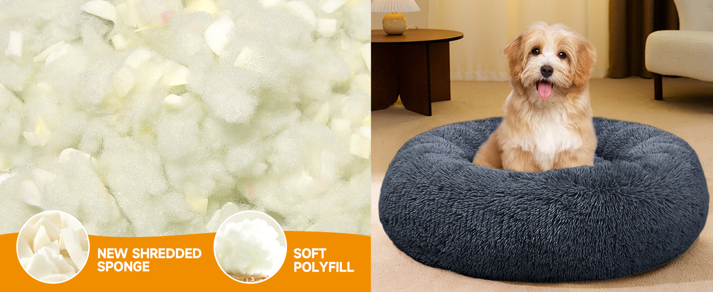 М'яке ліжко для собак та котів, корзина для собак, миється, подушка для собак 70 см, кругла ліжко для собак з плюшу, ліжко для собак та котів, для маленьких, середніх та великих собак, темно-сірий, 70 x 70 x 20 см