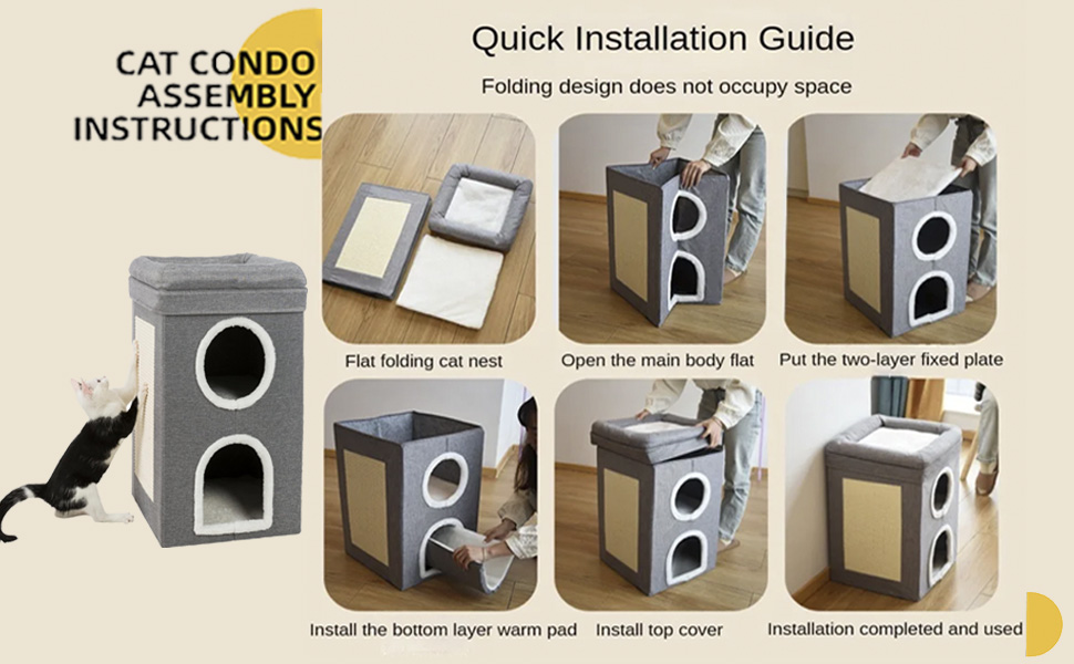 Котячий будиночок-крісло з когтеточкою, 3 рівні, 2 будиночки, когтеточка-дошка, для котів до 20 кг, сірий