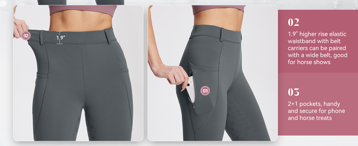 Чорні зимові штани для верхової їзди Baleaf з флісу (повний пояс), з кишенями на блискавці, легінси, розмір L