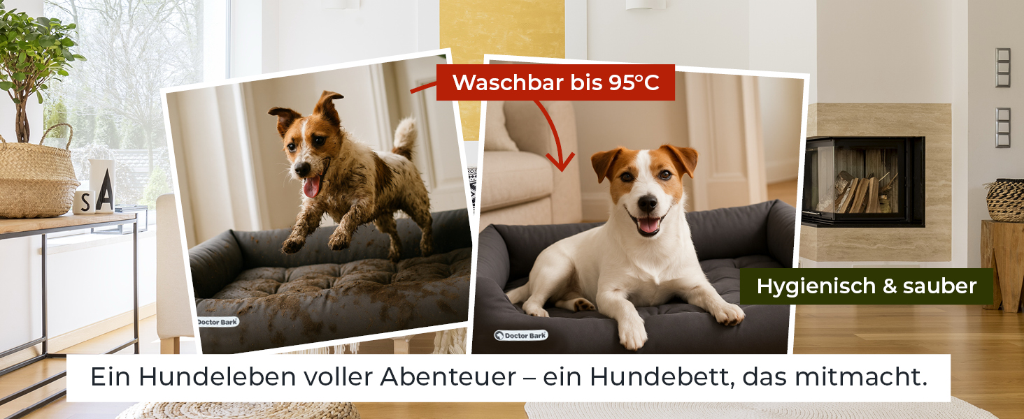 Ортопедичне ліжко для собак Doctor Bark - миється до 95°C, гігієнічне, без запаху, з м'яким коржем для собак середніх порід (M - 80x70 см, світло-сірий)