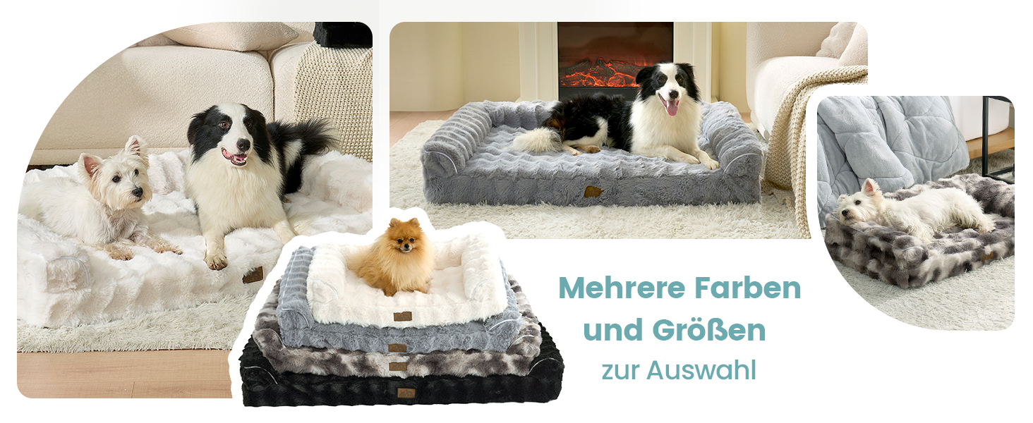 Ортопедичне ліжко для собак XL з штучного хутра, U-подібне, великі породи, водонепроникний чохол, антиковзаюче, м'яке, тепле, для прання