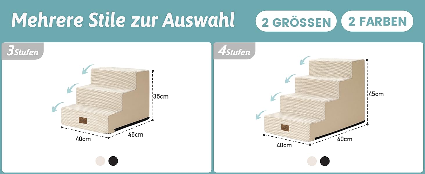 Сходинка для собак маленьких порід, 3 сходинки, знімний чохол, 60x5x5 см (бежевий), 40x45x35 см